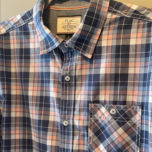 Men’s Flag & Anthem Plaid Button Down Shirt in Size Large - Picture 3 of 8